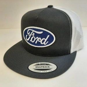 Ford Embroidered Patch Cap Flat Bill Mesh Snapback Hat